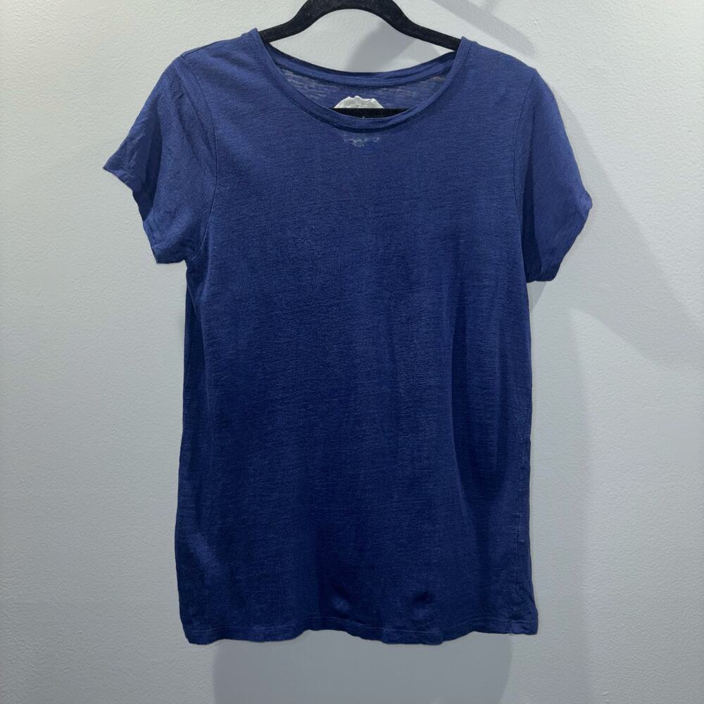 NOT SHY 100% Linen Short-Sleeve Tee | Navy | Size Large